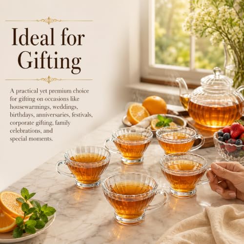 Image of bellemax Tea and Coffee Cup Glass Mug, Used for Tea, Coffee, Green Tea, Lemon Tea Cup (BX-11, Set of 2)