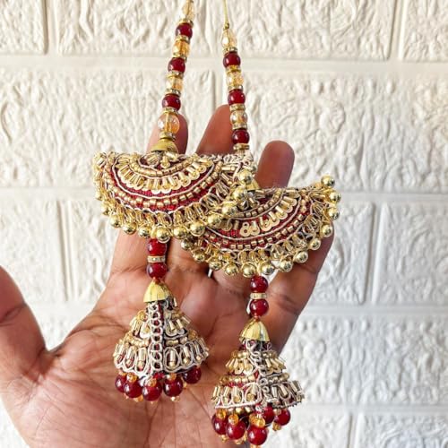 Image of Adikala Craft Store Handmade Ethnic Latkan Tassel Set of 2 for Saree Pallu, Blouse, Suits, Dupatta, Lehenga Decor | Ethnic Saree Pallu, Blouse, Suit, Dupatta & Lehenga Decoration (Maroon Pearl)