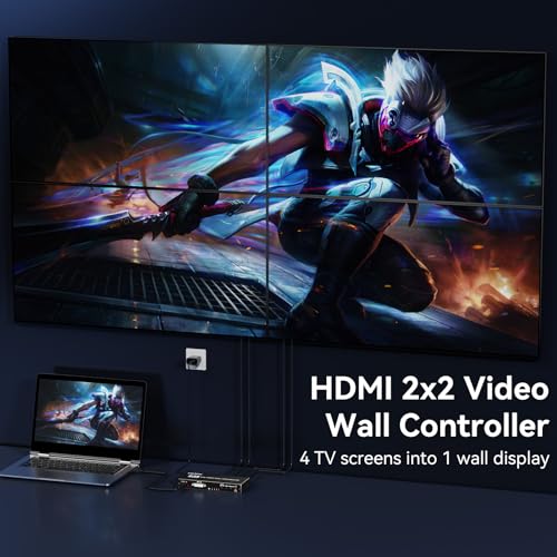 image for HAICHENTEX HDMI 4K LED Video TV Wall Processor, 4 TV Screens into 1 Wa