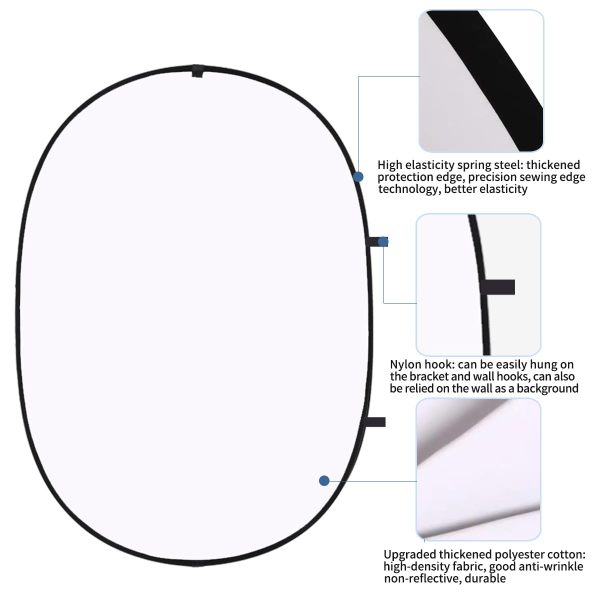 XPAISYQC 5x6.5ft Black White Double-Sided 2-in-1 Backdrop Foldable Shooting Portable Outdoor - Image 3