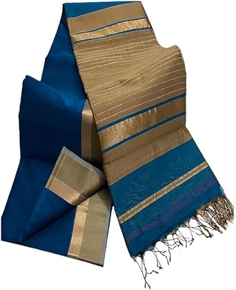 Krishna Designer 100% Pure Maheshwari Silk Handloom Women Saree Weaving Fabric Sari Wedding Wear With Matching Blouse Piece