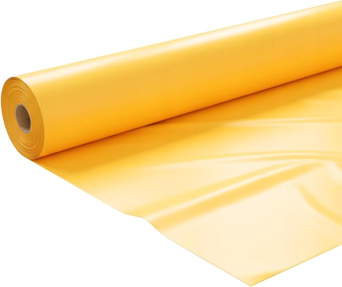 Roof Vapour Barrier Membrane 2m x 50m 0.2mmDamp Proof Yellow Floor Insulation Moisture & Condensation Protection Film Sheet for Floor, Wall & Roof Insulation (Yellow, 2m x 25m)