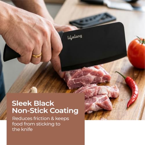 Image of Lifelong High-Carbon Stainless Steel Knife Set of 3 with Protective Cover | Non-Slip PP Handle, Black Color Coated, Sharp Edge for Professional Cutting, Chopping, Dicing & Slicing at Home & Restaurant