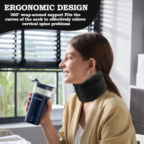 Nackenstütze Halskrause Weich & Einstellbar – Schaumstoff Halsausschnitt Stütze für Lindert Nackenschmerzen,Zervikale Spondylose & Schlaf Schmerzen – Atmungsaktive Nackenbandage für Frauen Männer