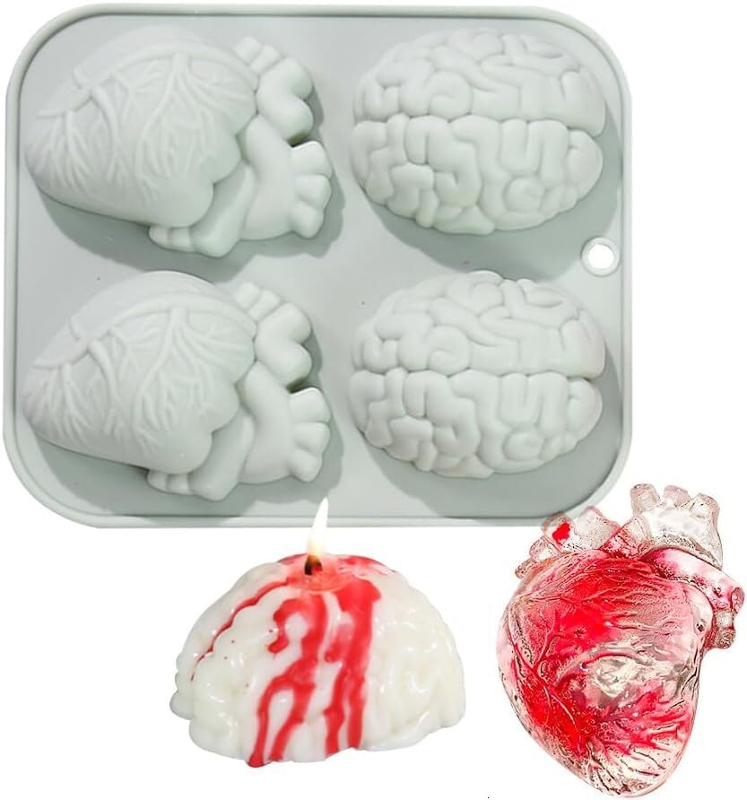 4-Cavity 3D Heart & Brain Silicone Molds – Versatile Human Organ Moulds for Chocolate, Resin, Soap, Candles, Ice Cream, Mousse, Baking & Halloween DIY Crafts-image-40