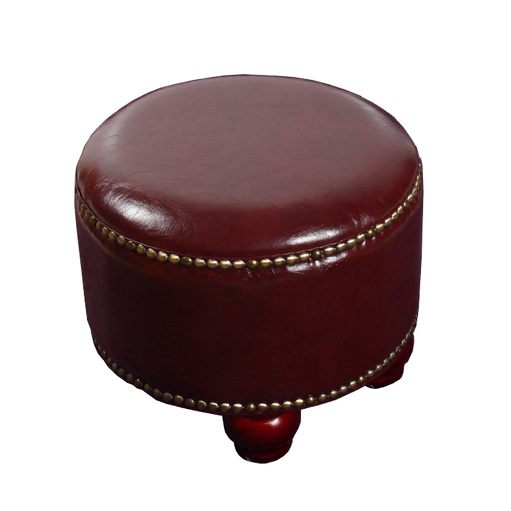 Repose-pieds bas rond en bois massif pour salon et table basse