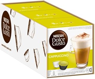 NESCAFÉ Dolce Gusto Cappuccino Arabica i Robusta/kawa pełnotwarzowa i luźna pianka mleczna/kapsułki zabezpieczone aromatem / 3 sztuki (3 x 16 kapsułek)