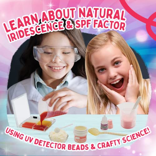 Playz Yummy Lip Balm Makeup Arts & Craft Kit to Create Fruity Lipstick, Shimmering Balms, & Solar Lip Screens Using Science Experiments for Girls, Teens, Teenagers & Kids Ages 8+