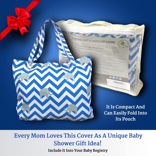 Shopping Cart Cover For Baby, High Chair Cover- 2-In-1- Soft Padded Machine Washable - Elephant Print Cart Cover For Babies - Cellphone And Bottle Holder, Perfect Baby Shower Gifts For Boys Or Girls #TOP6