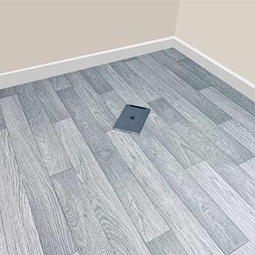 Detroit Light Grey Effect Vinyl Lino Flooring Kitchen Bathroom