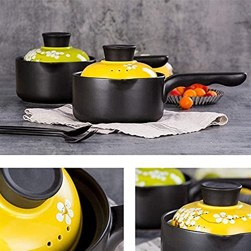 Marmite à soupe en céramique antiadhésive jaune avec manche - 6