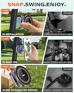 A2C Alloy Magnetic Golf Cart Phone Holder for MagSafe iPhone, Unique Golf Gifts for Men Golfers Dad Father, Golf Gift for Him Husband, Golf Accessories Essentials Gadgets Fits EZGO, Club Car, Yamaha