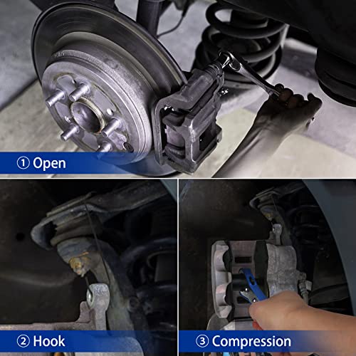 Jmmrrr Automotive Brake Caliper Press Tool With 2 Pcs Steel Plates Ratcheting Caliper Piston Tool With 360 Degree Swing Ratchet Blue #TOP6