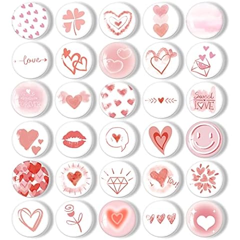 MORCART Pack of 30 Magnets, Pink Heart Magnets for Magnetic Board, Funny Fridge Magnets Strong Decorative Fridge, Whiteboard, Pin Board, Kitchen, Children and Adults Gift Cover