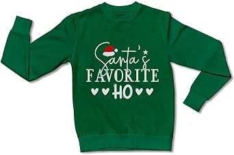 Santas Favorite Ho - Santa Hat and Hearts Funny Holiday Season Christmas Sweatshirt or T-Shirt Tee