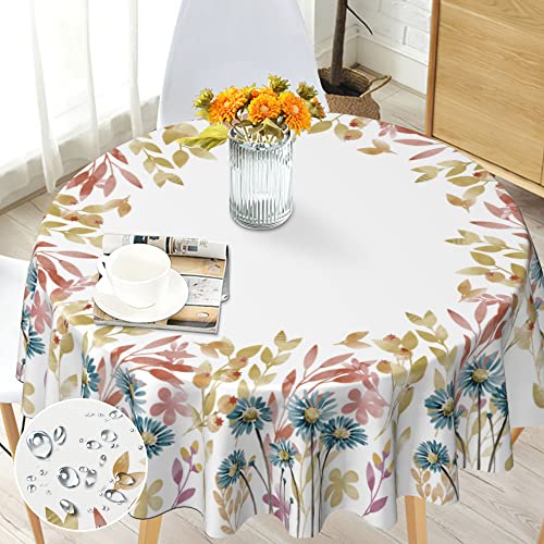 Spring Floral Round Tablecloth 60 inch Dining Kitchen Party Indoor Outdoor