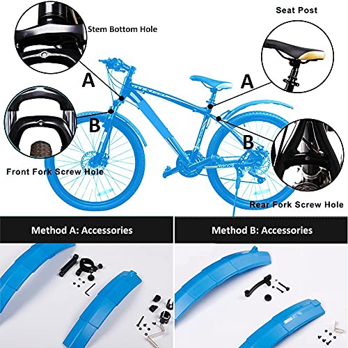 Garde-boue de vélo orange rétractable à longueur réglable pour VTT de route - 8