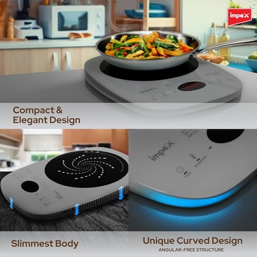 Image of Impex 2200 Watt Induction Cooktop With Full Touch Control | 4 hours Timer Function | Crystalline glass top | Overheat Protection & Auto Turn-Off | 2 Year Warranty | OMEGA H2A SL220