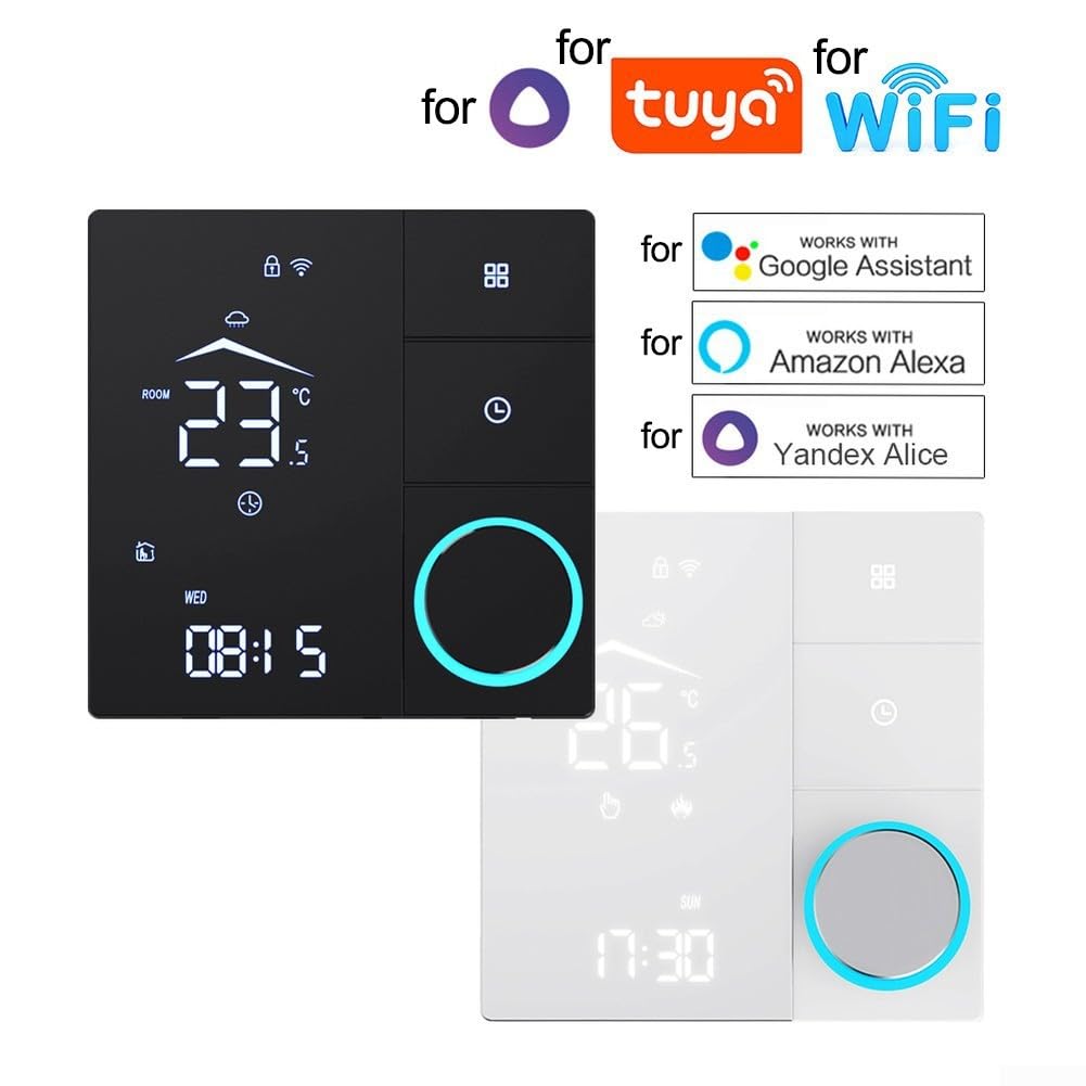 Controlador inteligente de temperatura WiFi para calefacción por suelo radiante y agua, termostato de pantalla táctil LCD con control remoto de aplicación, temporizador y bloqueo infantil