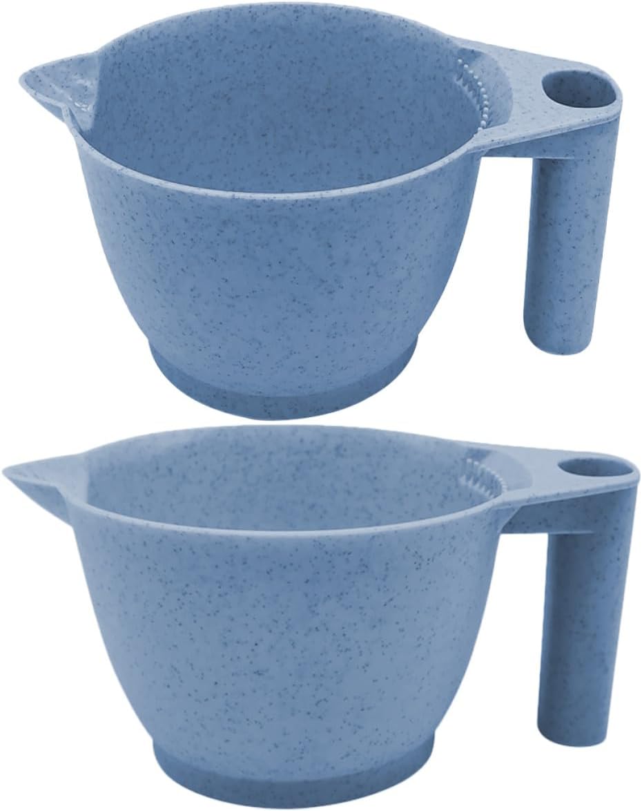 Hair Dye Bowls ，Hair Mixing Bowl ，2pcs Tinting with Handles Eco-friendly for Professional Use Wheat Straw Material
