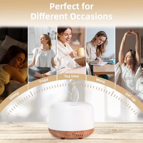 Image of Essential Oil Diffuser Remote Control Aromatherapy Adjustable Mist Mode Water Out Automatic Shut-off 7 LED Light Colors for Bedroom, Office, Travel, Yoga, Spa, Baby, 300ml