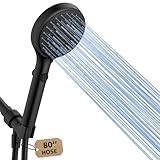 FASDUNT Shower Head with Handheld, High Pressure Handheld Shower Head with 80' Extra Long Stainless Steel Hose & Adjustable Bracket, Showerhead with ON/OFF Switch, Black