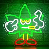 Weed Neon Sign for Wall Decor Green Leaf Neon Light Dimmable Cartoon Neon Light Sign Weed Wall Decor Neon Signs for Man Cave Bedroom Hotel Shop Bar Garage Decor Gifts for Men,Size 13.8 * 13.1in（P044）