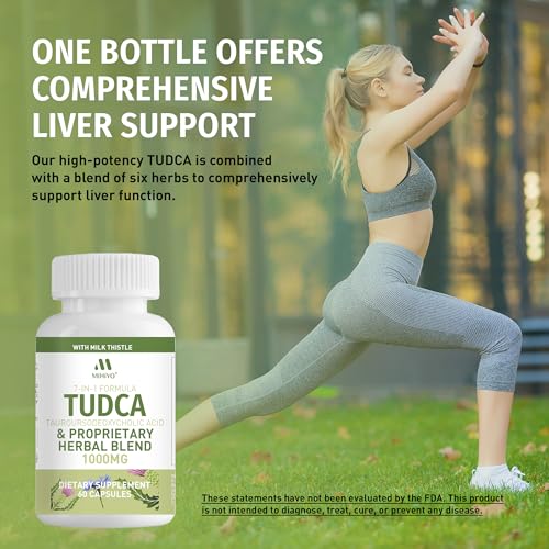 MIHIYO TUDCA Supplement 1000mg – Bile Salts and Liver Support with Milk Thistle – 6 Herb Blend Gallbladder Formula – 60 Capsules — view 5