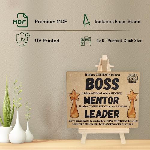 Wooden Desk Plaque with Easel – BOSS MENTOR LEADER Gift Plaque by tinydabba - 6
