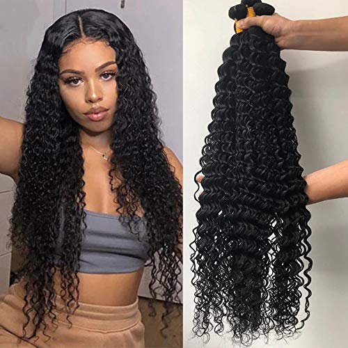 Brazilian Human Hair Deep Wave Bundles (24 22 20) Wet and Wavy Bundles 10A Unprocessed Virgin Deep Wave Curly Hair Weave Bundles (20 22 24)