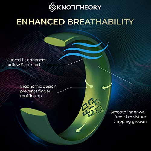 Knot Theory Breathable Silicone Ring for Men - Durable Step Edge Comfort Fit 8mm Bandwidth Size 8, 9, 10, 11, 12, 13, 143