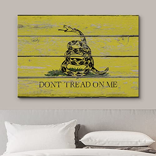 Wall26 Canvas Print Wall Art California Don't Tread On Me Flag On Vintage Wood Pop Culture Cultural Digital Art Modern Art Traditional Colorful For Living Room, Bedroom, Office - 24"X36" #TOP2