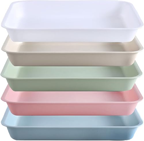 Juego de 5 bandejas de actividades de colores surtidos, bandejas de arte de plástico multiusos para pintar, cuentas, limo y más (14.3 x 10.4 x 2