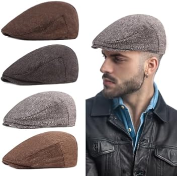 AOGOE Gatsby Newsboy Verstelbare platte pet voor heren, Bruin, Eén maat