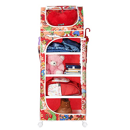 Image of Little One's | 5 Plastic Shelves Baby Wardrobe /Toy Organizer | Jungle Red | TB5 /AR