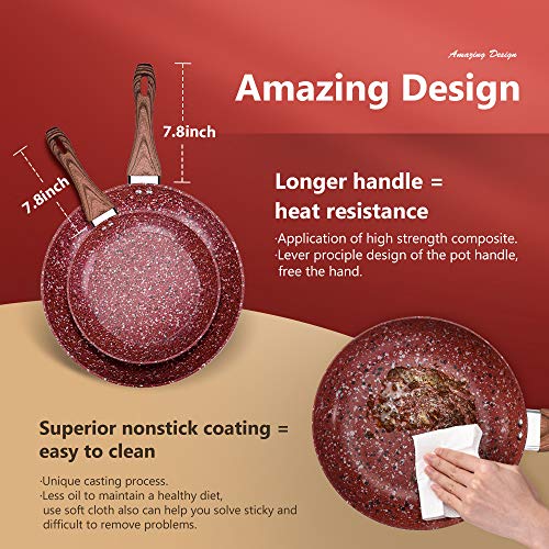 Csk 10"+12"Nonstick Frying Cookware Sets With Lids-Frying Pan Sets With Whitford Granite Coating,Classic Skillet Pan Cookware,Pfoa & Apeo Free, Aluminum Alloy,Bakelite Handle,Induction Compatible.… #TOP3