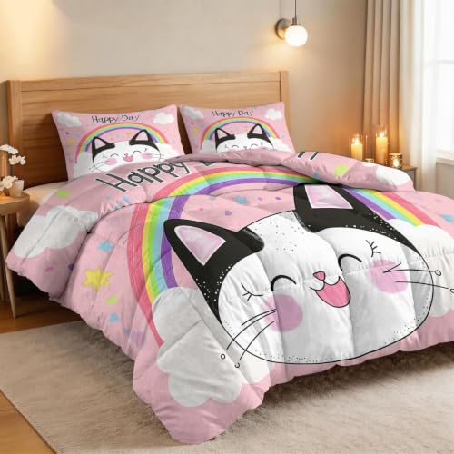 Edredón rosa sin funda lavable para evitar alergias en la cama 4