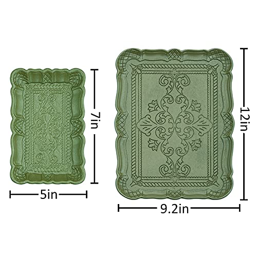 WAYUTO Decorative Serving Tray, Rectangular Wood Powder Tray for Coffee Table, Kitchen, Bedroom, Fruit and Dessert Display, Green, Small 7 x 5 in by WAYUTO - Used condition - Image 2