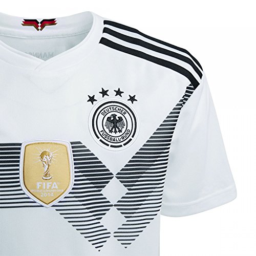 V-Ausschnitt und AEROREADY-Tech - Detailansicht von adidas DFB Kinder Heim Trikot Weiß 176 Deal – Dealfoxx.de