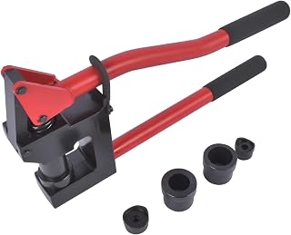Manual Lever Sheet Metal Stud Punch Kit - 20GA Conduit Hole Cutter Set with 7/8", 1-1/8", and 1-11/32" Knockout Punch Drivers Mustrod