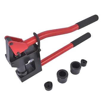Manual Lever Sheet Metal Stud Punch Kit - 20GA Conduit Hole Cutter Set with 7/8", 1-1/8", and 1-11/32" Knockout Punch Drivers Mustrod