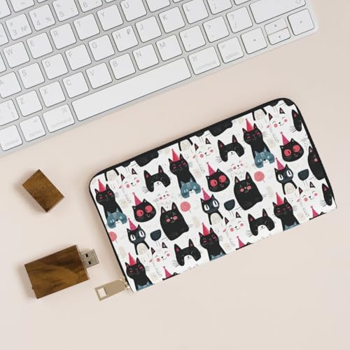 Wallet Women - Colorful Cats Cute Print Leather Wallet Large Capacity Bifold Long Ladies Wallets With Zipper4