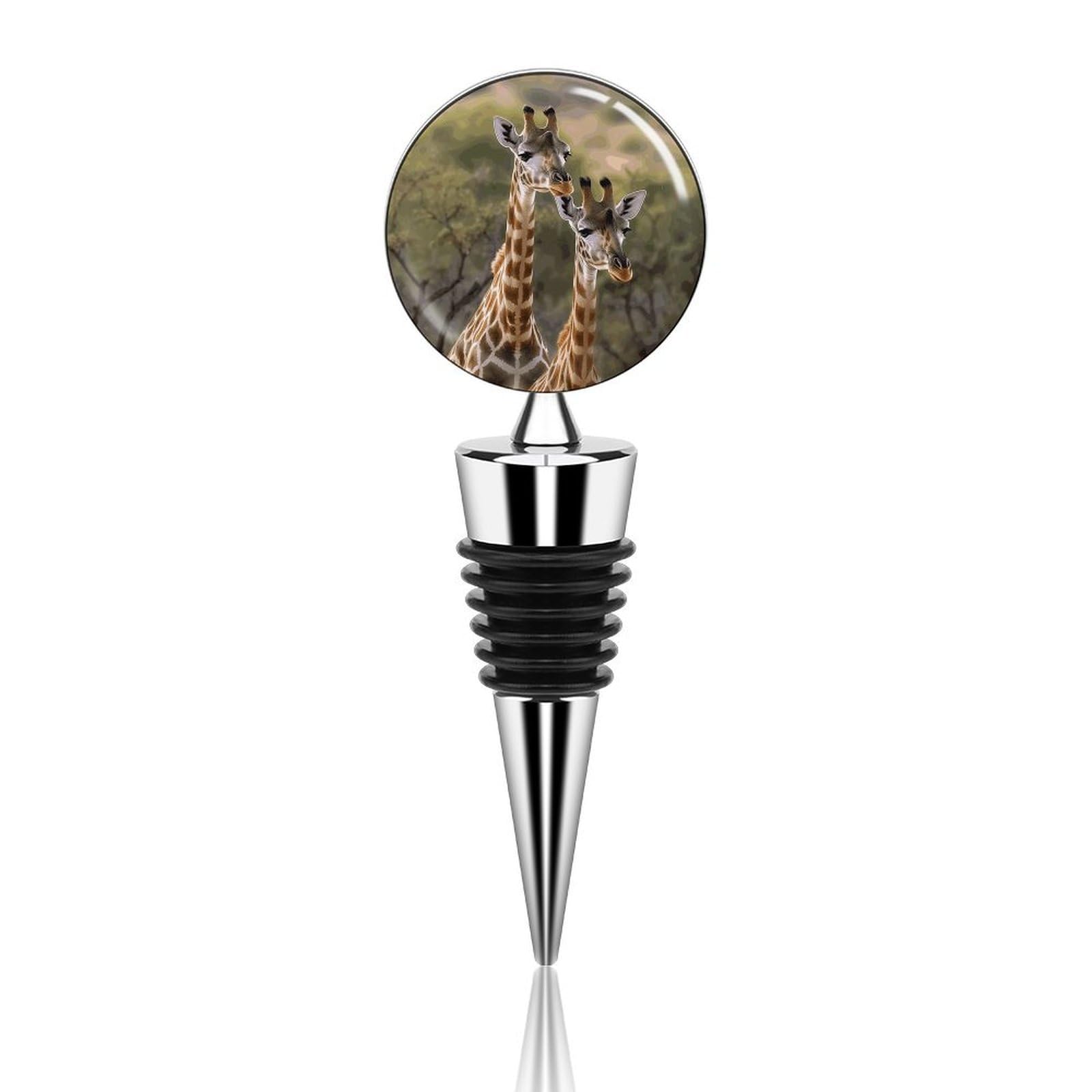 Bouchon de bouteille de vin réutilisable en alliage de zinc silicone girafes pour fête