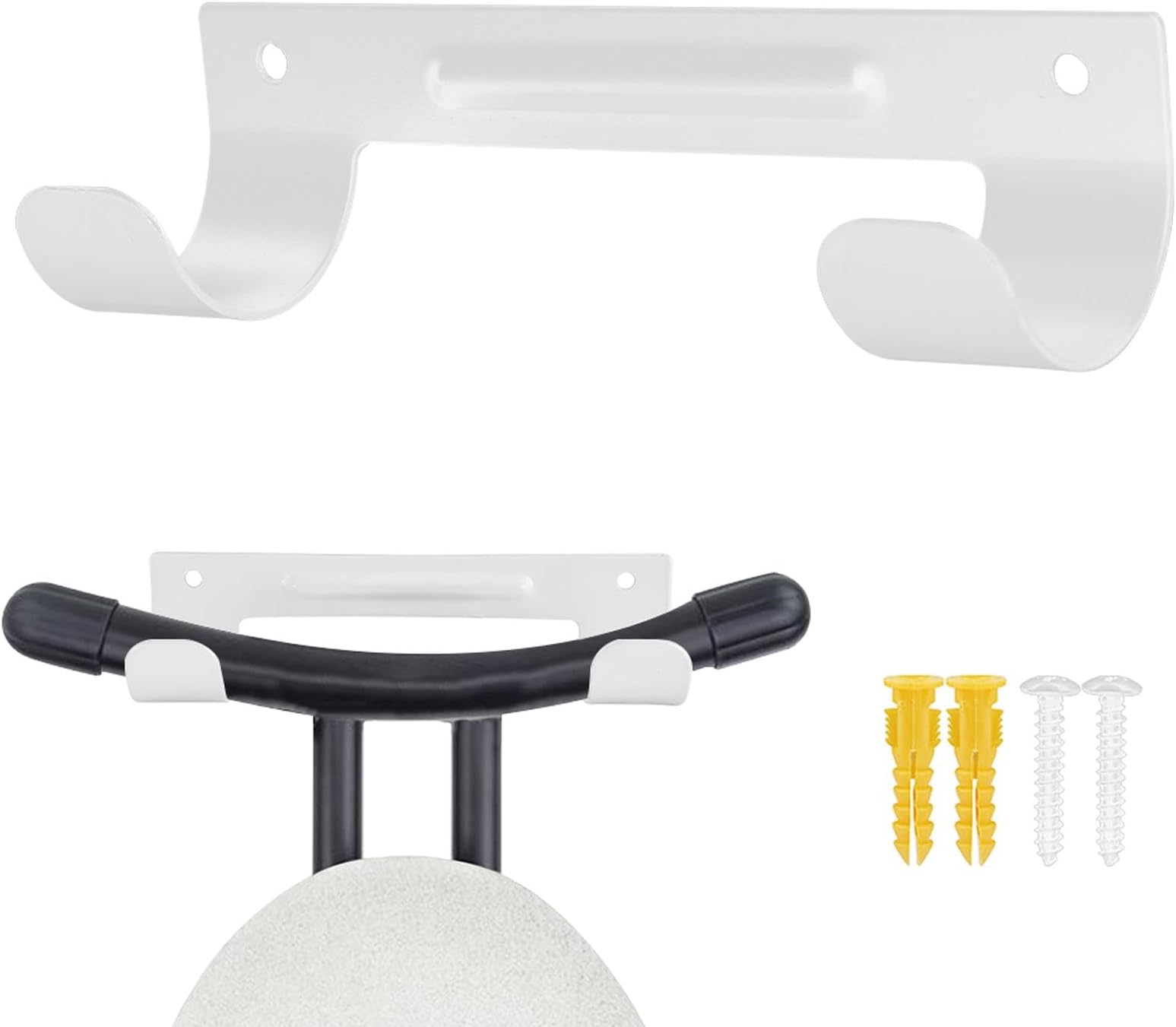 Ironing Board Hanger, Wall Mount Ironing Board Holder with Screws, Iron Board Hook,Ironing Boards Storage Wall Bracket for Y-Leg or T-Leg Large & Small Ironing Board(White)