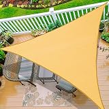 Amagenix Sun Shade Sails Canopy, Sand Outdoor Triangle Shade Canopy 12' X 12' X 12' UV Block Awning