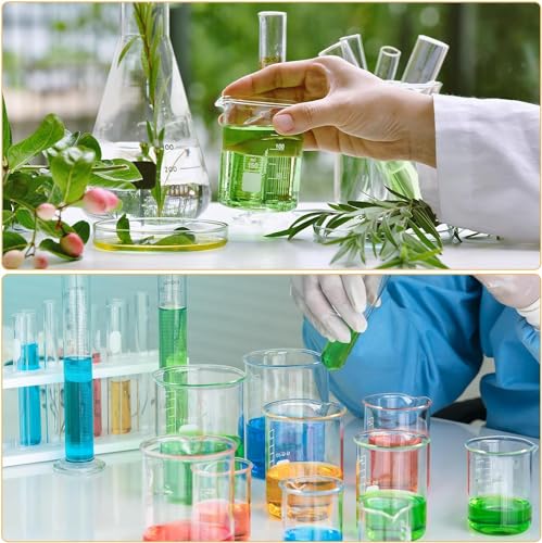 Image of Bello Borosilicate 3.3 Glass Beaker 50ml, 100ml, 250ml With Stirring Rod 200mmX6mm 3pcs Pack of 6 For School College Lab Laboratory Etc