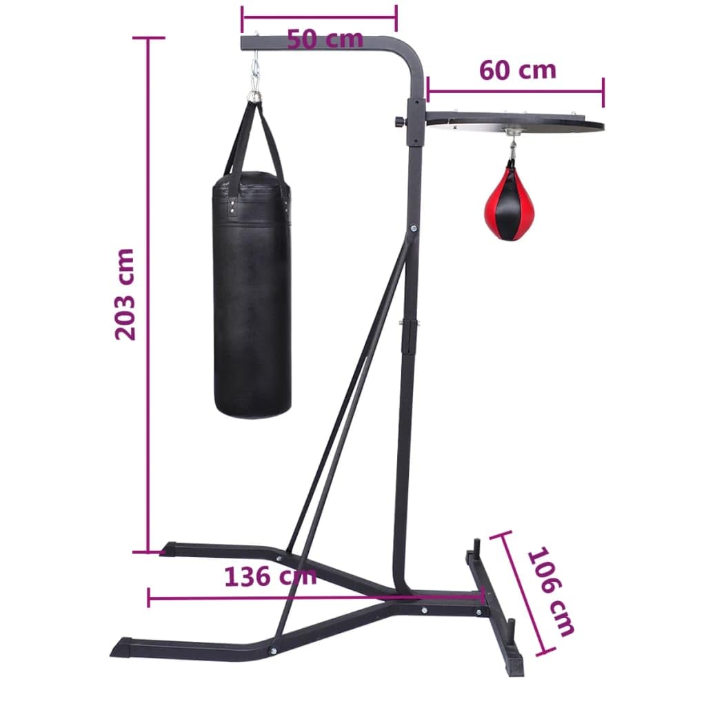 vidaXL Boxsack Stand Boxstand Box Sandsack Station Boxbirne Doppelendball Bag schawarz und rot