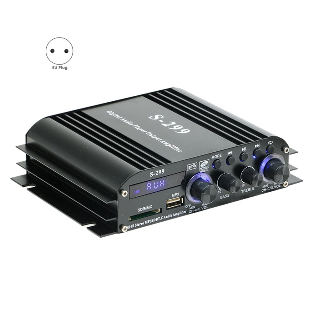 Amplificatore Audio Digitale 4.1 Canali AMP 40Wx4 W/H Bluetooth 5.0 Potenza Nominale per Home Theater Auto RV Barca Spina EU