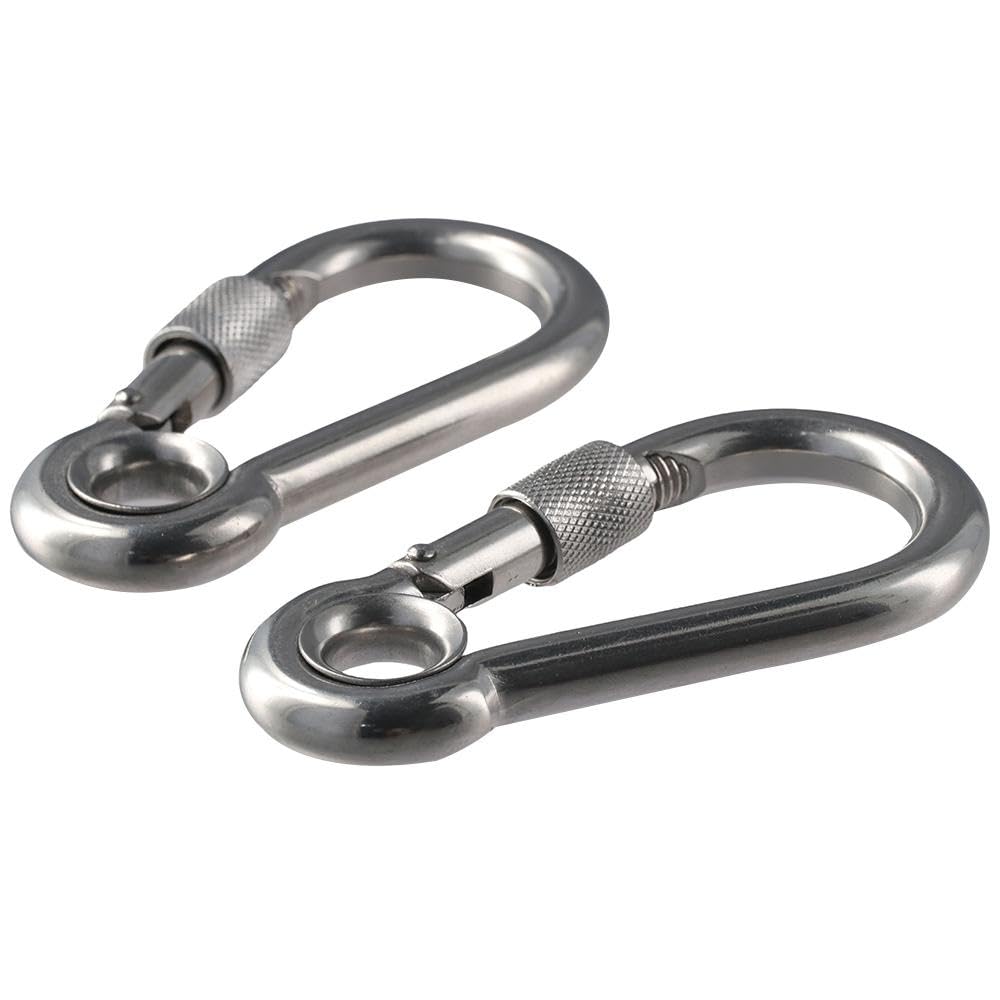 Upluckey Carabiner Clips 2 PCS 3.96 Inch Heavy Duty 304 Stainless Steel Clip Hook Durable Bright Finish Spring Snap Hook Hammock, Swing - Image 3