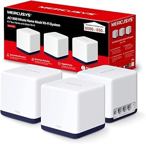 MERCUSYS Halo H50G (3-Pack) AC1900 Mesh WiFi System – Whole Home Coverage up to 6,000 ft², Seamless Roaming, Gigabit Ports, Easy App Setup, Parental Controls, Dual Band Router
